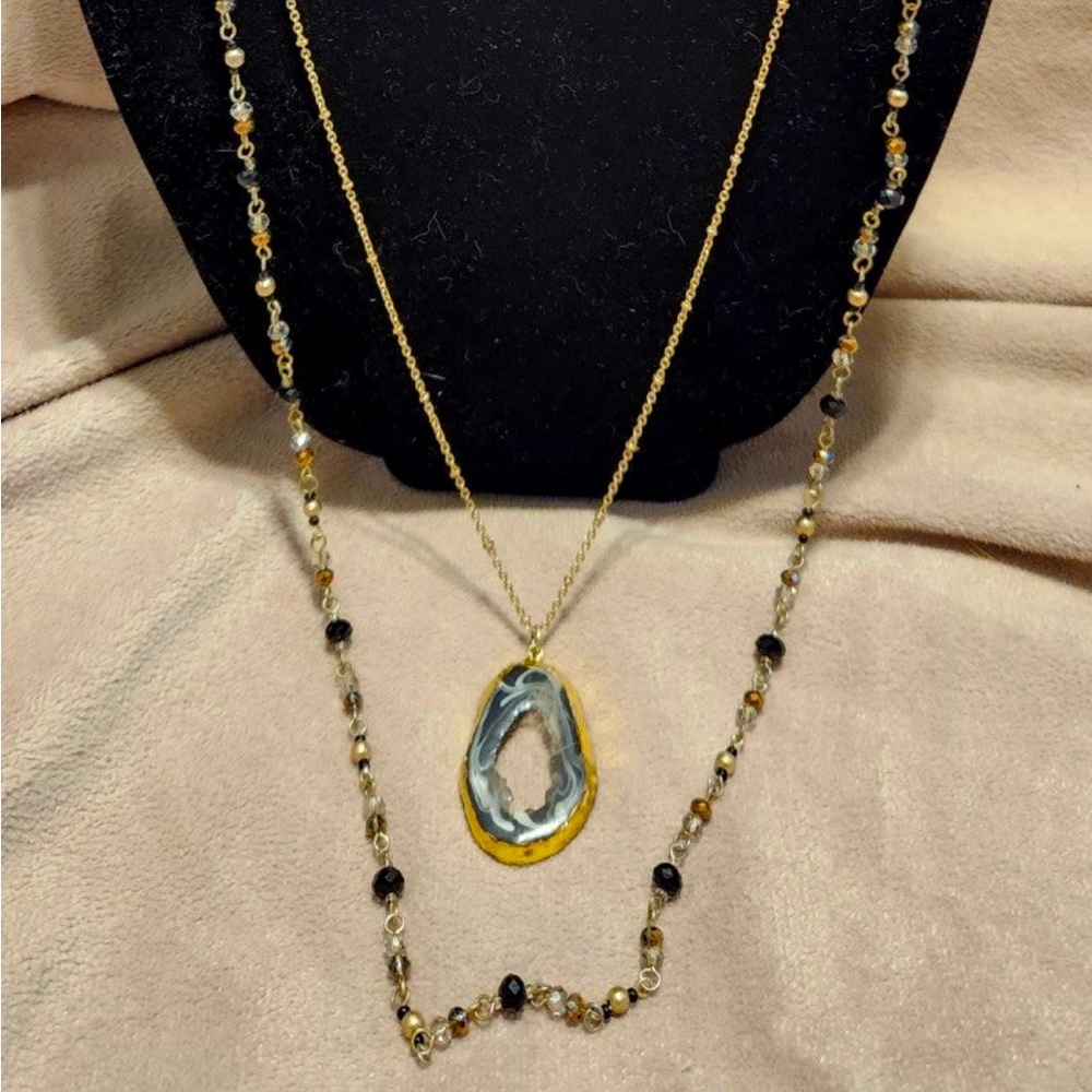 SOLD Layered Drusy Long Necklace